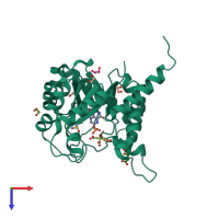 PDB entry 6omz coloured by chain, top view.