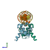 PDB entry 6on0 coloured by chain, side view.