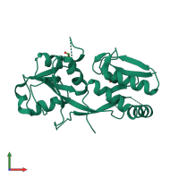 PDB entry 6onp coloured by chain, front view.
