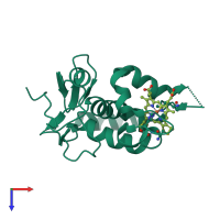 PDB entry 6onq coloured by chain, top view.