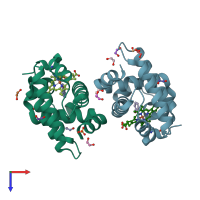 PDB entry 6oo1 coloured by chain, top view.