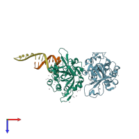 PDB entry 6oov coloured by chain, top view.