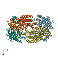PDB entry 6op4 coloured by chain, top view.