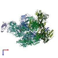 PDB entry 6opc coloured by chain, top view.