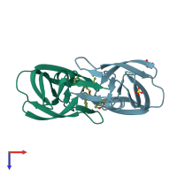 PDB entry 6opt coloured by chain, top view.