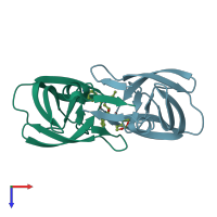 PDB entry 6opu coloured by chain, top view.