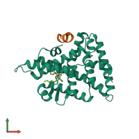 PDB entry 6oqx coloured by chain, front view.