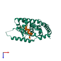 PDB entry 6or1 coloured by chain, top view.