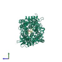 PDB entry 6or2 coloured by chain, side view.