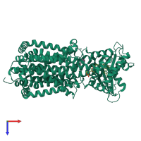 PDB entry 6or2 coloured by chain, top view.