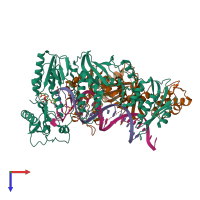 PDB entry 6or7 coloured by chain, top view.