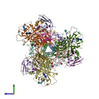 PDB entry 6oro coloured by chain, side view.