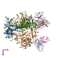 PDB entry 6orq coloured by chain, top view.