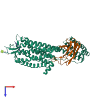 PDB entry 6os0 coloured by chain, top view.
