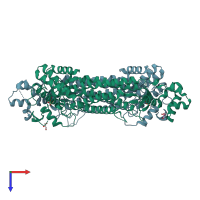 PDB entry 6os7 coloured by chain, top view.