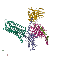 PDB entry 6os9 coloured by chain, front view.