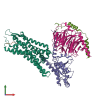 PDB entry 6osa coloured by chain, front view.