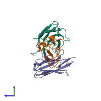 PDB entry 6osh coloured by chain, side view.