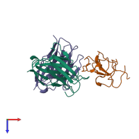 PDB entry 6osh coloured by chain, top view.