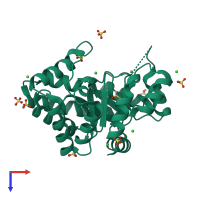 PDB entry 6oso coloured by chain, top view.
