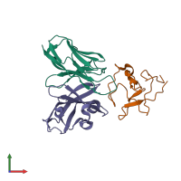 PDB entry 6osv coloured by chain, front view.