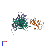 PDB entry 6osv coloured by chain, top view.
