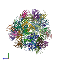 PDB entry 6osy coloured by chain, side view.