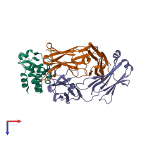 PDB entry 6otc coloured by chain, top view.