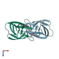 PDB entry 6otg coloured by chain, top view.