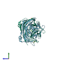 PDB entry 6ou1 coloured by chain, side view.