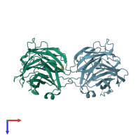 PDB entry 6ou1 coloured by chain, top view.