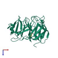 PDB entry 6ou2 coloured by chain, top view.