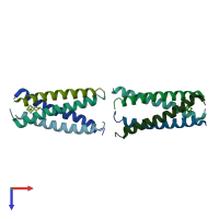 PDB entry 6oug coloured by chain, top view.