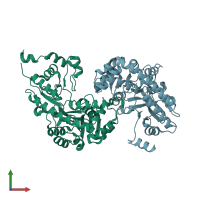 PDB entry 6oux coloured by chain, front view.