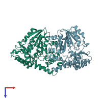PDB entry 6oux coloured by chain, top view.