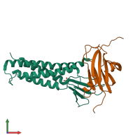 PDB entry 6ov2 coloured by chain, front view.