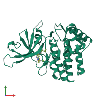 PDB entry 6ova coloured by chain, front view.