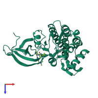 PDB entry 6ova coloured by chain, top view.