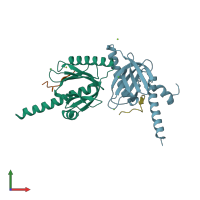 PDB entry 6ovf coloured by chain, front view.