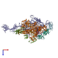 PDB entry 6ow3 coloured by chain, top view.