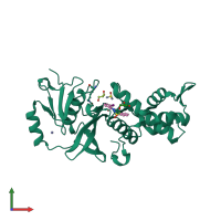 PDB entry 6owh coloured by chain, front view.