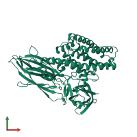 PDB entry 6owk coloured by chain, front view.
