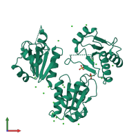 PDB entry 6owv coloured by chain, front view.