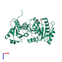 PDB entry 6owv coloured by chain, top view.