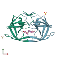 PDB entry 6oxz coloured by chain, front view.