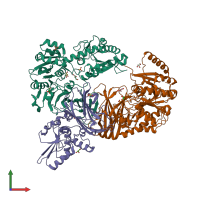 PDB entry 6oyc coloured by chain, front view.