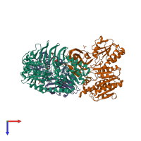 PDB entry 6oyc coloured by chain, top view.