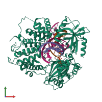 PDB entry 6p0a coloured by chain, front view.