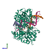 PDB entry 6p0a coloured by chain, side view.
