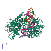 PDB entry 6p0a coloured by chain, top view.